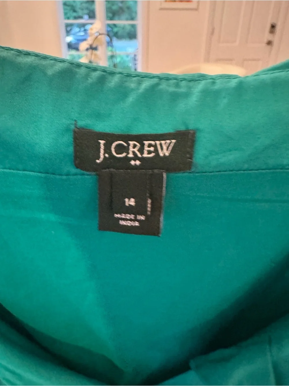 J. Crew Teal Ruffle V-Neck Fit-and-Flare Mini Dress